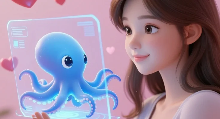 woman loves AI octopus chatbot