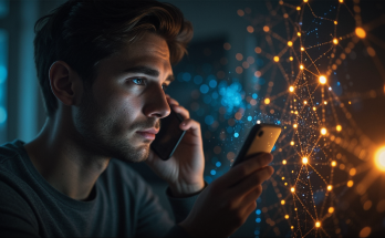 Man listens and talks to his AI girlfriend smartphone app simultaneously.
